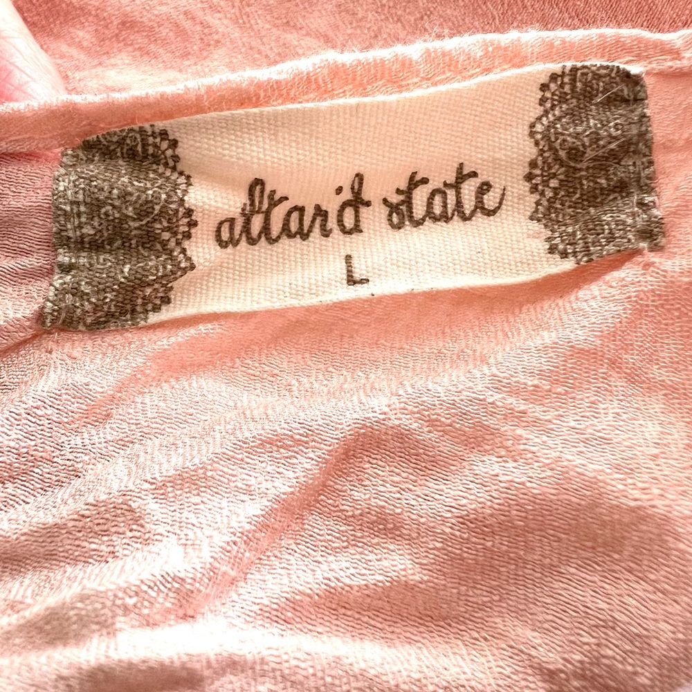Altar’d State Blush Pink Puff Sleeve Babydoll Mini Dress Cottagecore Large - Picture 4 of 10